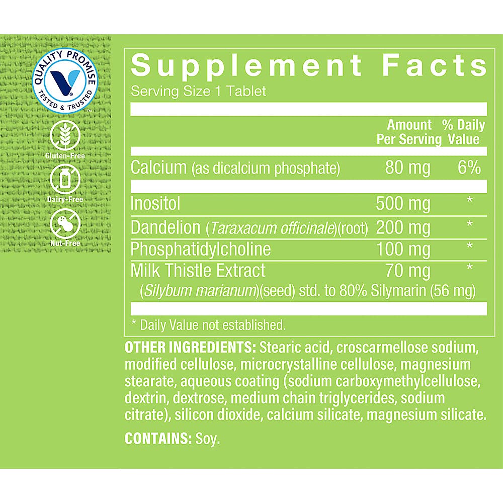 The Vitamin Shoppe Liver Support with Milk Thistle - 80% Silymarin Antioxidant | Hepatic Health & Detox | 100 Tablets | Liver Wellness