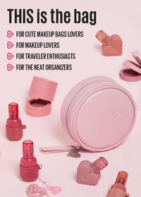 Thumbnail for Kaja Makeup Pouch - Let's Go Bag | Multifunctional Makeup Round Bag for Women and Girls, Waterproof, Durable, Travel Friendly, Portable, Great Gifts Idea (Pink)