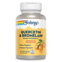 Thumbnail for SOLARAY Quercetin with Bromelain and Vitamin C Chewables - Immune Support Supplement - Immune Defense and Heart Health Complex with 1250mg Vit C, Natural Orange Flavor, 60-Day Guarantee, 30 Serv, 90ct