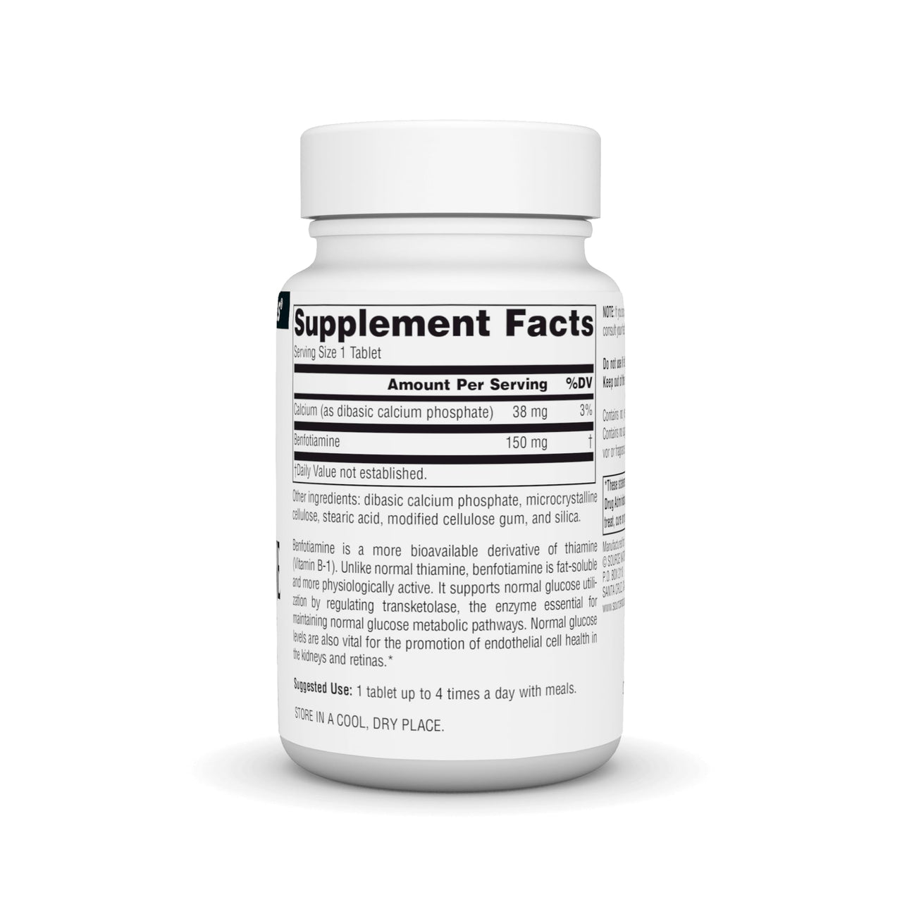 Source Naturals Benfotiamine, Fat Soluable Source of Vitamin B-1, 150 mg - 120 Tablets