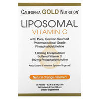 Thumbnail for Liposomal Vitamin C by California Gold Nutrition - Liquid Supplement for Antioxidant & Immune Support - Vegan Friendly - Gluten Free, Non-GMO - 1,000 mg - 30 Packets - Natural Orange Flavor