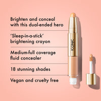 Thumbnail for ICONIC LONDON Radiant Concealer & Brightening Duo | Creamy Liquid + Brightening Crayon Dual Ended Concealer, Cruelty Free, Vegan Makeup (Warm Medium) 0.08 oz