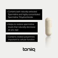 Thumbnail for Toniiq 22mg Ultra Concentrated Spermidine Supplement -Spermidine Supplements for Men and Women - Rice Germ Extract and Trihydrochloride Complex Blend - 60 Vegetarian Capsules - 30 Servings