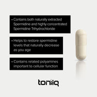 Thumbnail for Toniiq 22mg Ultra Concentrated Spermidine Supplement -Spermidine Supplements for Men and Women - Rice Germ Extract and Trihydrochloride Complex Blend - 60 Vegetarian Capsules - 30 Servings