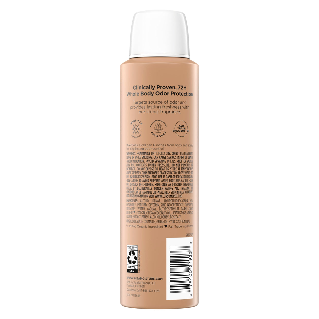 SheaMoisture All Over Body Deodorant Spray for Women Raw Shea Butter & Hyaluronic Acid Aluminum Free 4oz