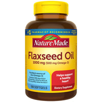 Thumbnail for Nature Made Flaxseed Oil 1000 mg, Fish Free Omega 3 Supplement, Dietary Supplement for Heart Health Support, 100 Softgels, 100 Day Supply