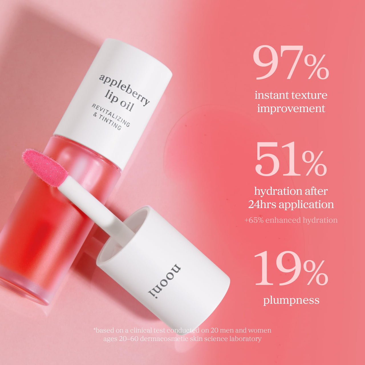NOONI Korean Lip Oil - Appleberry | Long-Lasting, Moisturizing, Plumping, Revitalizing for Dry Lips, Waterproof, No Peel Off, Hydrating, Nourishing Crystal Clear, Stocking Stuffers, 0.12 FL Oz