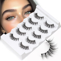Thumbnail for Veleasha Lashes Wispy False Eyelashes 100% Handmade Eyelashes Natural Look Fake Lashes Lightweight Lashes with Soft Clear Band 5 Pairs Pack (G2)