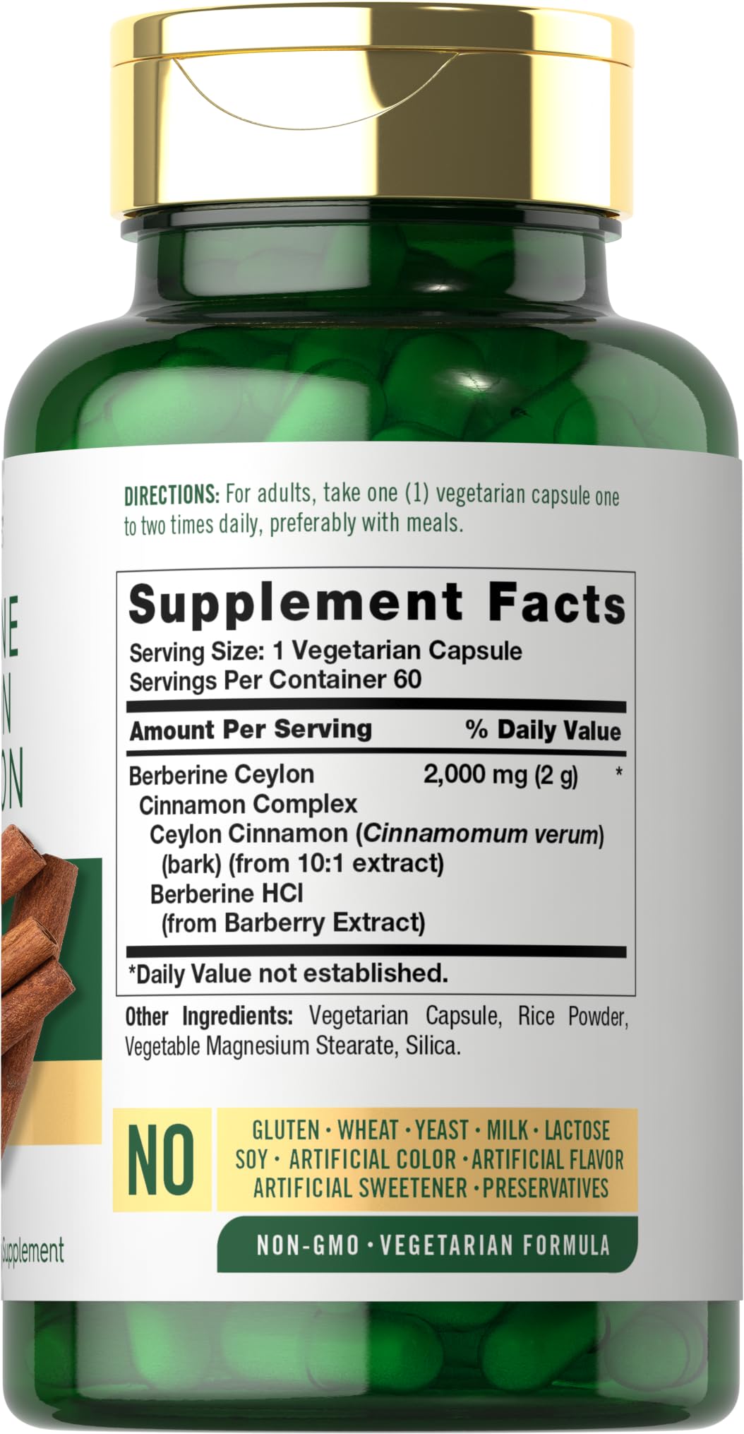 Carlyle Berberine with Ceylon Cinnamon | 60 Capsules | Vegetarian, Non-GMO, Gluten Free