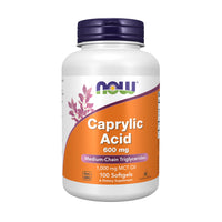 Thumbnail for NOW Foods Supplements, Caprylic Acid 600 mg, MCT (Medium-Chain Triglycerides), 100 Softgels