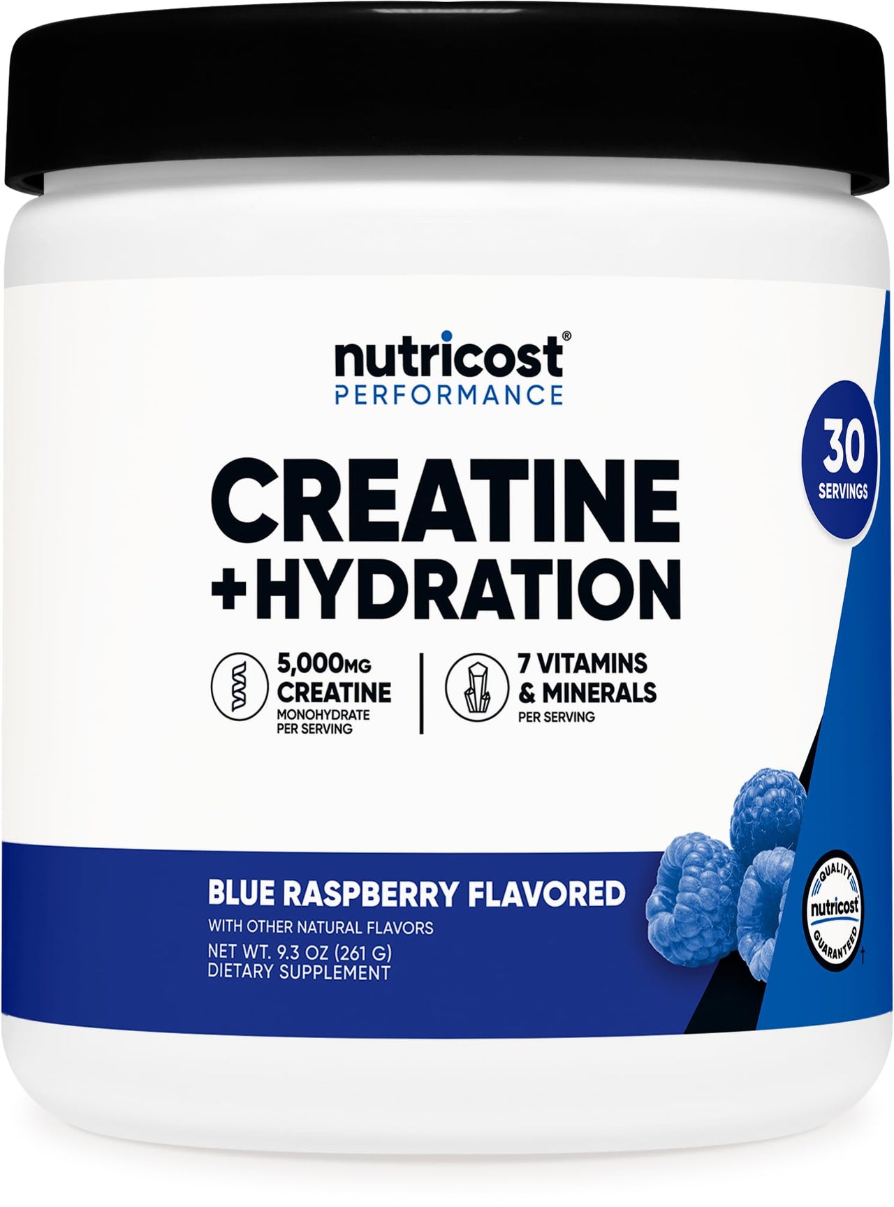 Nutricost Creatine Monohydrate + Hydration Blue Raspberry Flavored (30 Servings) - 7 Vitamins & Minerals, 5000mg of Creatine Per Serving
