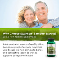 Thumbnail for Swanson Bamboo Extract for Hair and Nails Silica Supplement Supports Collagen 300 mg 60 Veggie Capsules