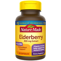 Thumbnail for Nature Made Elderberry, Vitamin C and Zinc Capsules, 400 mg Elderberry Extract, Dietary Supplement for Immune Support, 60 Capsules, 60 Day Supply