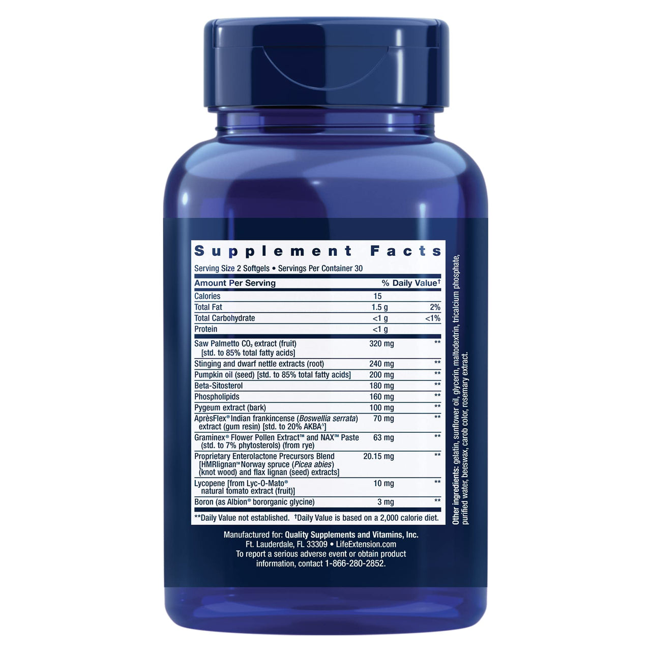 Life Extension Ultra Prostate Formula - Men’s Prostate Health Supplement with Beta Sitosterol, Saw Palmetto, Lycopene, Pumpkin Seed - 60 Softgels