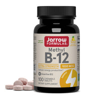 Thumbnail for Jarrow Formulas Methyl Vitamin B-12 1000 mcg, 100 Chewable Tablets, Lemon Flavored- Bioactive B12 Vitamin - Supports Cellular Energy Production, Brain Health & Metabolism - 100 Servings