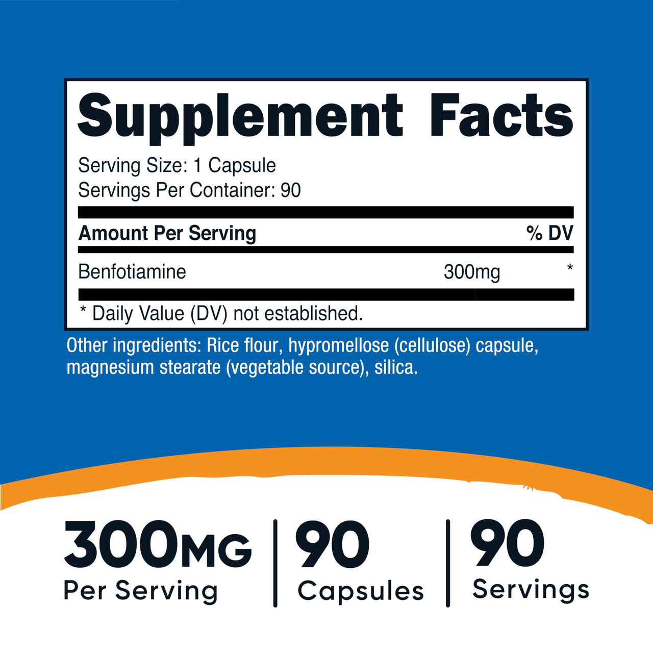 Nutricost Benfotiamine 300mg, 90 Capsules - Gluten Free, Non-GMO, and Vegetarian Friendly Fat Soluble Vitamin B1