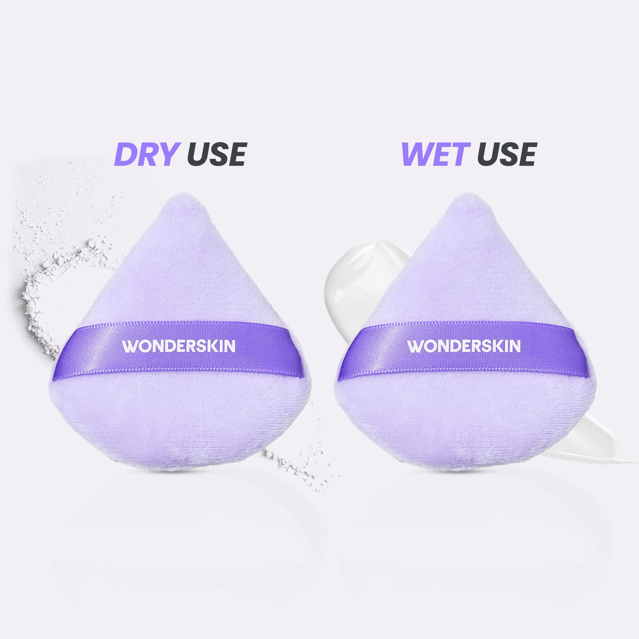 Wonderskin FYP Powder Puff - Triangle, Soft Velour Makeup Puff for Loose or Pressed Setting Powder
