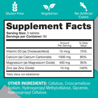 Thumbnail for Qunol Calcium 3 in 1 Tablets with Calcium, Magnesium & Zinc for Immune Support, Bone, Nerve, and Muscle Health Supplement, 270 Count
