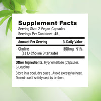Thumbnail for Nested Naturals Choline Bitartrate 500mg - High Potency Choline Supplements - Supports Cognitive Performance & Liver Function - 100% Vegan & Non-GMO Choline - 90 Vegan Capsules