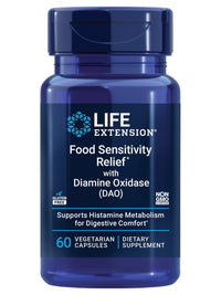 Thumbnail for Life Extension Food Sensitivity Relief with Diamine Oxidase (DAO), Occasional Gas, Digestive Comfort, histamine Sensitivity, DAO Enzyme Supplement, Gluten Free, Non-GMO, Vegetarian, 60 Capsules
