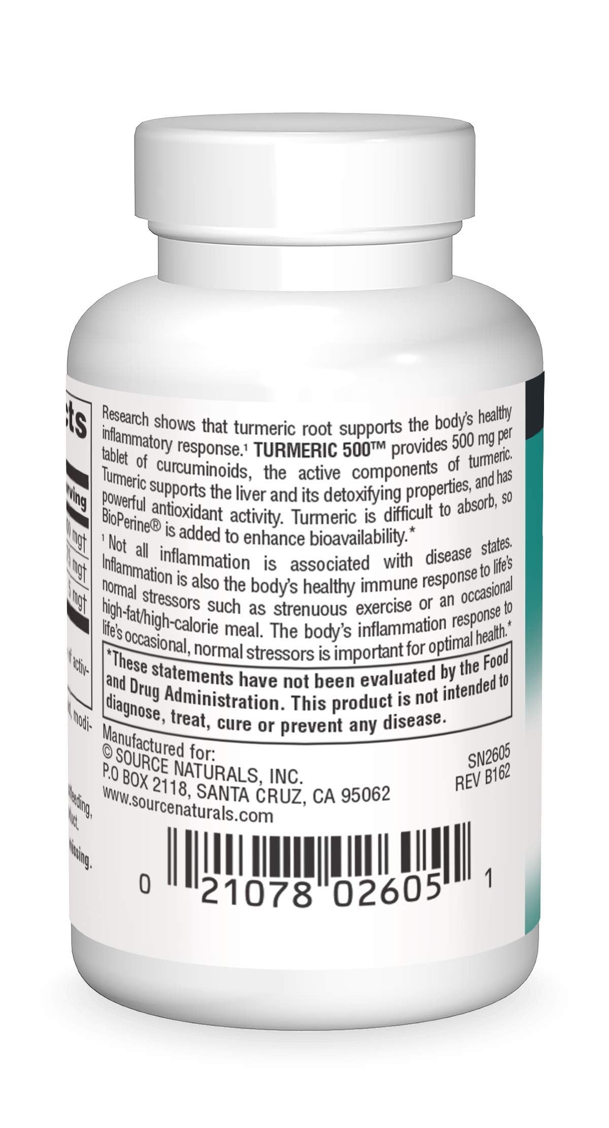 Source Naturals Turmeric 500mg, Supports Healthy Inflammation Response - 30 Tablets