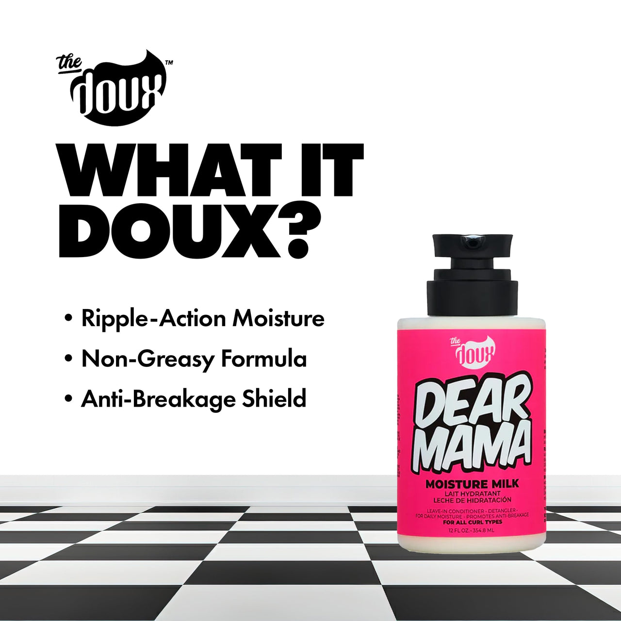 The Doux DEAR MAMA Moisture Milk – Leave In Conditioner for Curly Hair with Aloe & Pineapple – Curl Refresher, Detangler & Deep Conditioner for Natural Hair Care