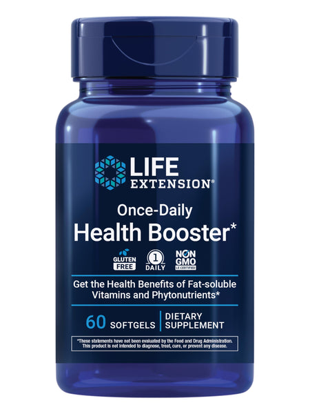 Life Extension Once-Daily Health Booster - Vitamins & Nutrients Supplement for Whole-Body Health - Vitamin K Complex, Vitamin E, Saffron, Lutein and More - Non-GMO, Gluten-Free - 60 Softgels