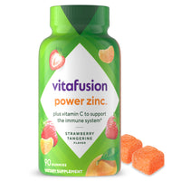 Thumbnail for Vitafusion Power Zinc Gummy Vitamins, Strawberry Tangerine Flavored Immune Support (1), 90 Count