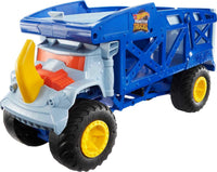 Thumbnail for Hot Wheels Monster Trucks Toy Hauler, Oversized Truck Carries & Stores 12 1:64 Scale Monster Trucks or 32 Cars, Monster Mover Rhino
