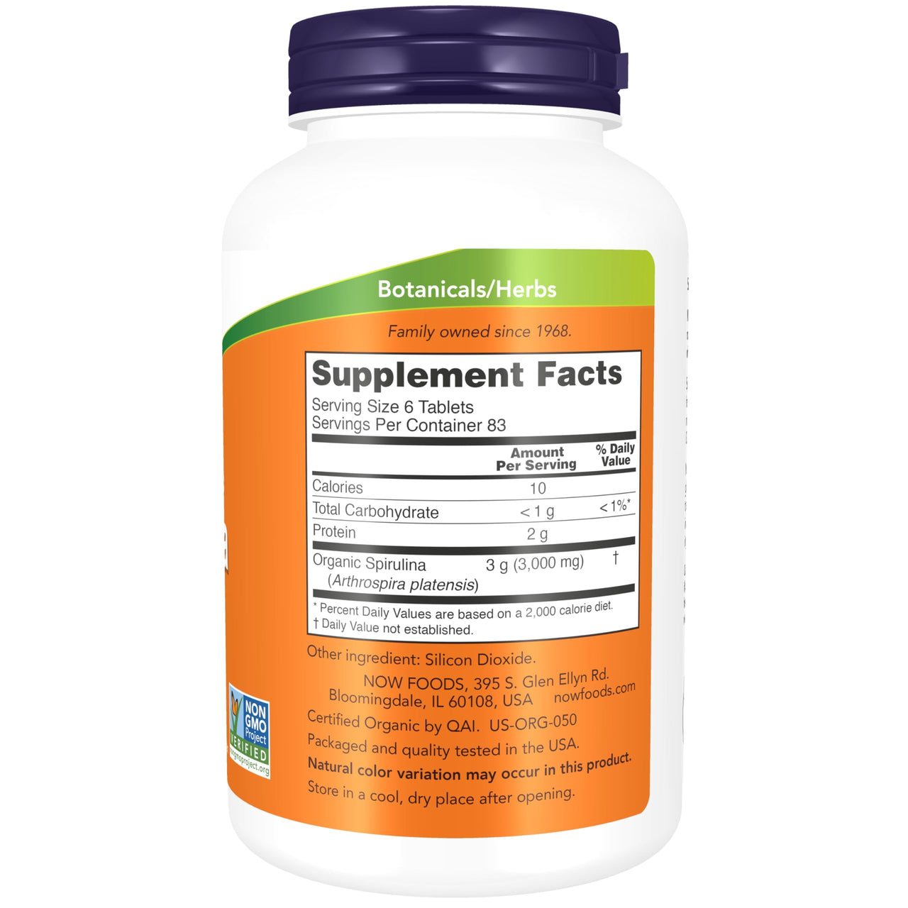 NOW Foods Supplements, Organic Spirulina 500 mg with Vitamins, Minerals and GLA (Gamma-Linolenic Acid), 500 Tablets