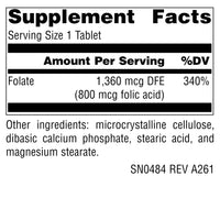 Thumbnail for Source Naturals Folic Acid 800 mcg Dietary Supplement - 500 Tablets