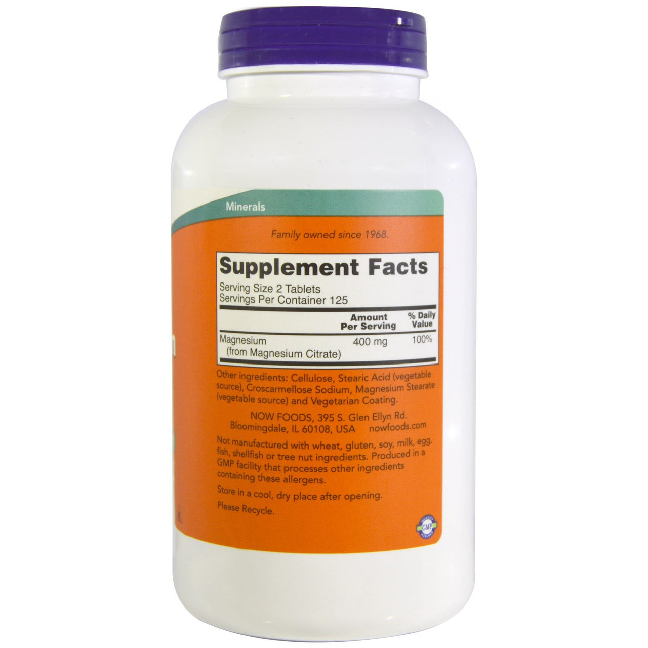 Now Foods Magnesium Citrate 200mg, 250 Tablets (Pack of 2)