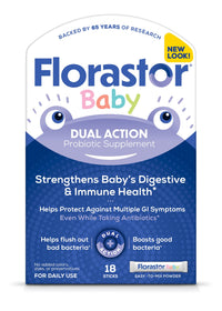Thumbnail for Florastor Baby Daily Probiotic Supplement, Powder Mixes with Milk, Formula or Soft Foods, Saccharomyces Boulardii CNCM I-745 (18 Powder Sticks)