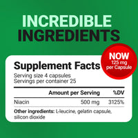 Thumbnail for Dr. Berg Highly-Potent Niacin 500 mg – Now Only 125 mg per Capsule for Niacin Flush Tolerance Building – Gradually Increase to 500mg a Day – Vitamin B3 for Heart, Brain & Energy Support – 100 Capsules