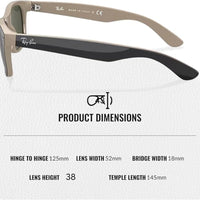 Thumbnail for Ray-Ban RB2132 NEW WAYFARER COLOR MIX Square Shaped Non-Polarized Sunglasses for Men & Women – Includes Official RAYBAN Eyewear Kit – Ideal Formal & Casual Wear Sunglasses – G-15 Green Lens