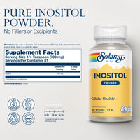 Thumbnail for SOLARAY Pure Inositol Powder - Cellular Health Support - Vegan, Lab Verified - 163 Servings, 4 OZ (2oz, 81 Serv.)