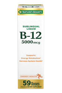 Thumbnail for Nature's Bounty Vitamin B12 5000 Mcg Sublingual Liquid, Cardiovascular Health & Cellular Energy Support, 2 Fl Oz (1 Count)