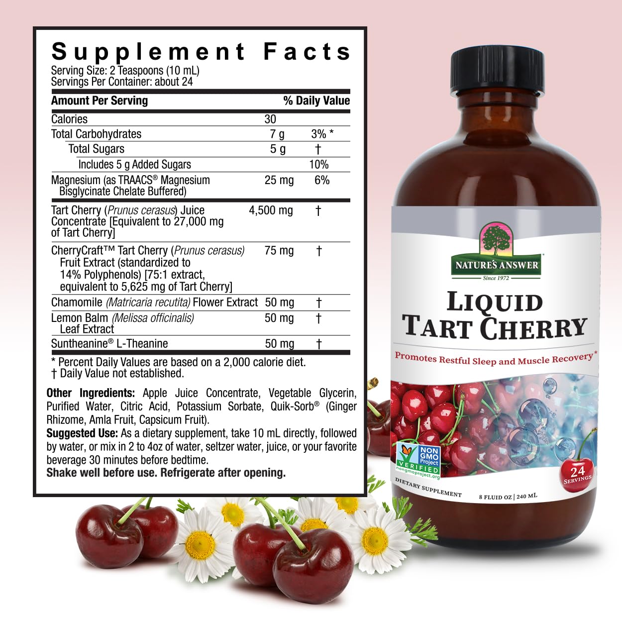 Nature's Answer Tart Cherry 8 Ounce Liquid | Promotes Recovery & Sleep | Rich in Anthocyanins | Non GMO | Gluten Free | Vegan