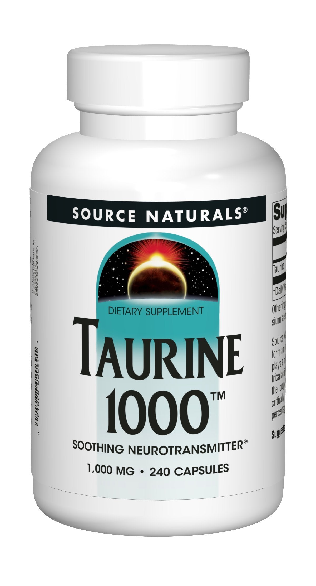 Source Naturals Taurine, Soothing Neurotransmitter*, 1000mg - 240 Capsules