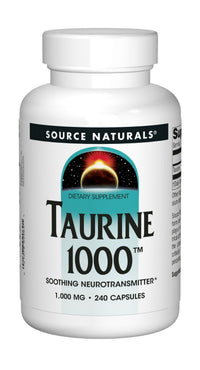 Thumbnail for Source Naturals Taurine, Soothing Neurotransmitter*, 1000mg - 240 Capsules