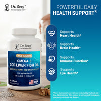 Thumbnail for Dr. Berg Omega-3 Cod Liver Fish Oil 60 Softgels – Wild-Caught Icelandic Cod – Omega 3 EPA & DHA – Heart, Brain, Immune & Eye Support* – Lemon Flavor – 4X Lab-Tested – Non-GMO, No Fillers
