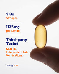 Thumbnail for OmegaVia Ultra Concentrated Omega 3 Fish Oil Burpless, 60 Softgels, Triple Strength Omega 3 Fish Oil Supplements, 1135 mg Pure Omega3, No Fishy Burps, High EPA DHA DPA, IFOS 5-Star