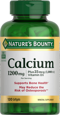 Thumbnail for Nature's Bounty Calcium 1200 mg with 1000 IU Vitamin D3 - Bone Health Softgels, Calcium and Vitamin D Supplement, Gluten Free, 2 Softgels per Day, 120 ct (Pack of 1)