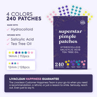 Thumbnail for Livaclean Star Pimple Patches for Face w/ Hydrocolloid, Tea Tree oil & Salicylic Acid - Zit Stickers, Hydrocolloid Acne Patches for Face - Cute Pimple Patch, Acne Stickers