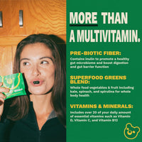 Thumbnail for Gruns Adult Sugar-Free Super Greens Multivitamin Gummies, Superfood Gummy Vitamins for Women and Men with Spirulina, Chlorella, Adaptogens & Prebiotic Fiber for Digestive Health (28 Count)