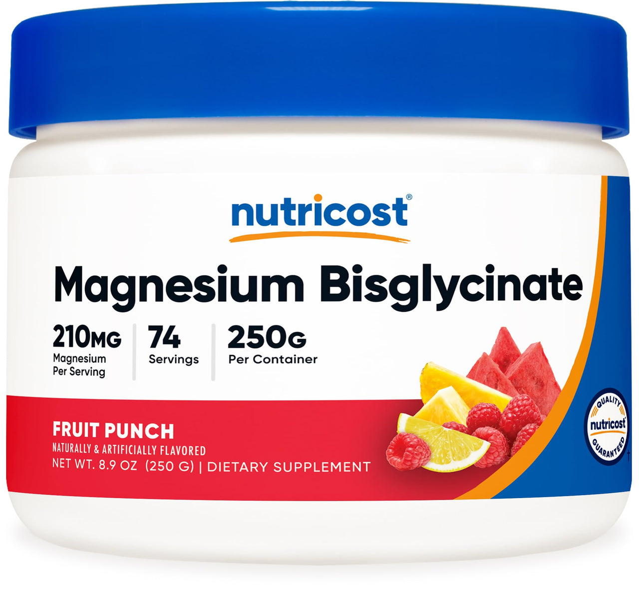 Nutricost Magnesium Bisglycinate Powder (Fruit Punch, 250 Grams) - Chelated Magnesium Supplement