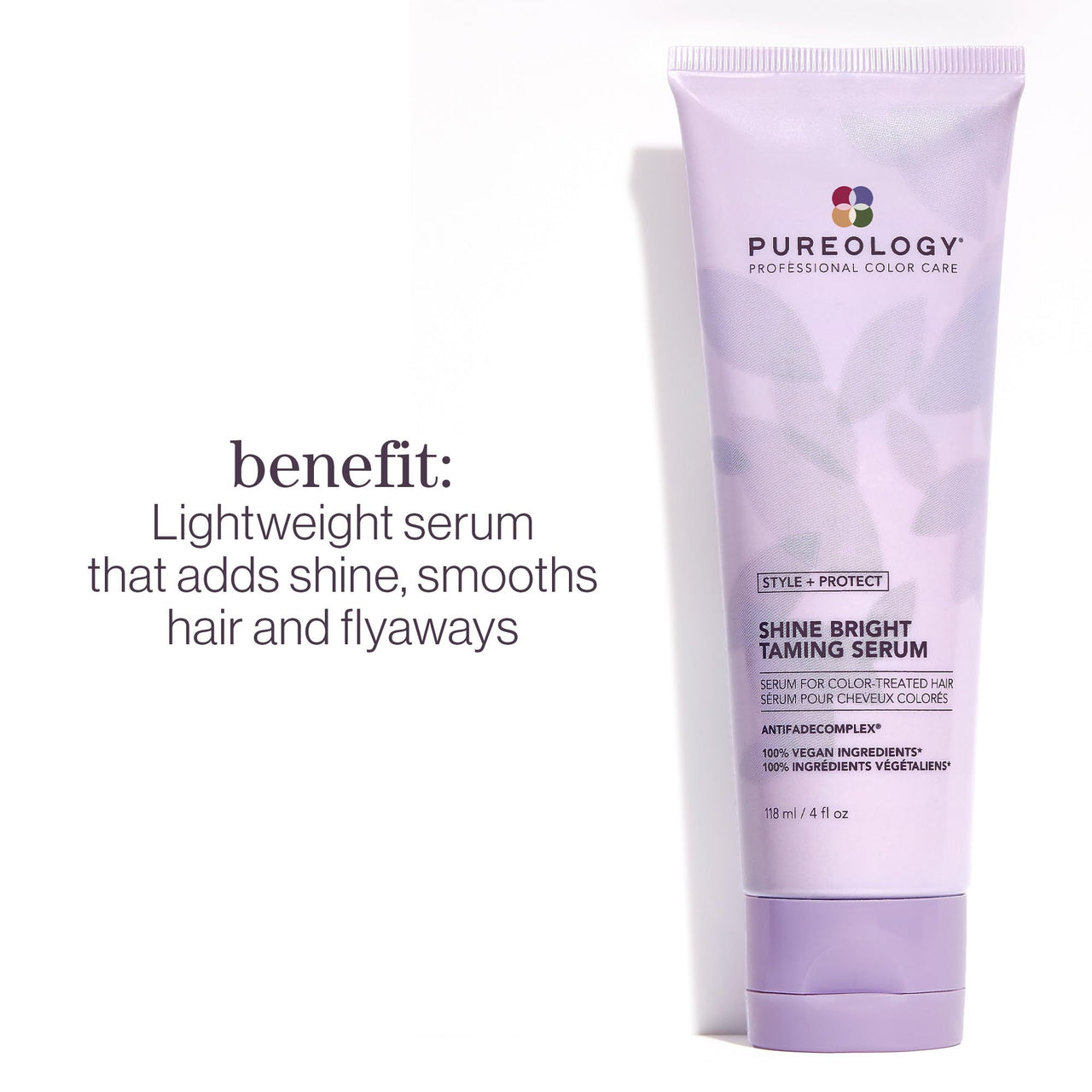 Pureology Style + Protect Shine Bright Taming Serum | For Color-Treated Hair | Shine-Enhancing, Smoothing Hair Serum | Sulfate-Free | Vegan | Updated Packaging | 4 Fl. Oz. |