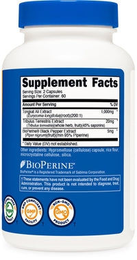 Thumbnail for Nutricost Tongkat Ali 1,000mg 120 Capsules - with Tribulus Terrestris and BioPerine, Vegetarian Caps, Non-GMO, Gluten Free, Potent Extract