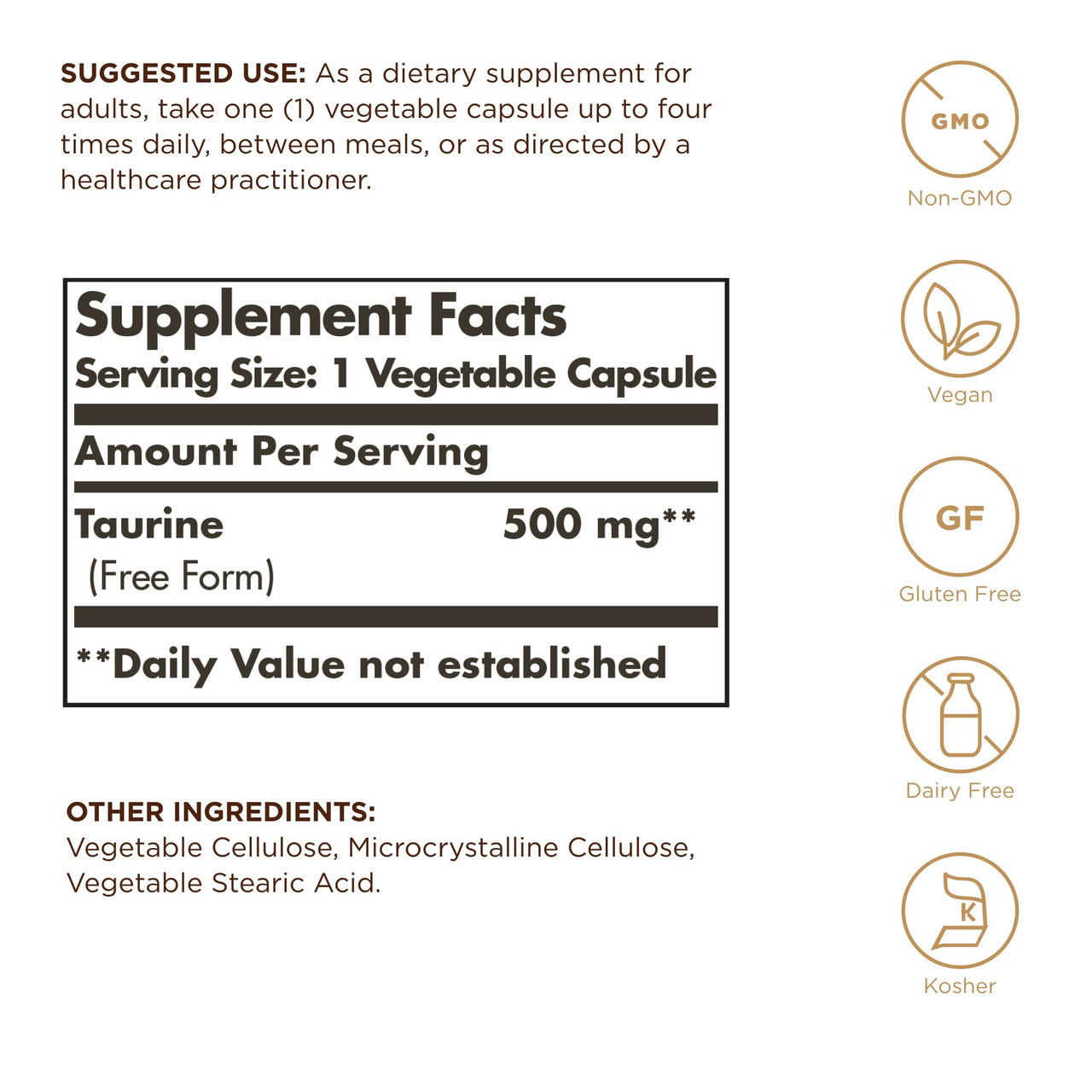 Taurine 500mg Solgar 100 VCaps