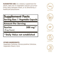 Thumbnail for Taurine 500mg Solgar 100 VCaps